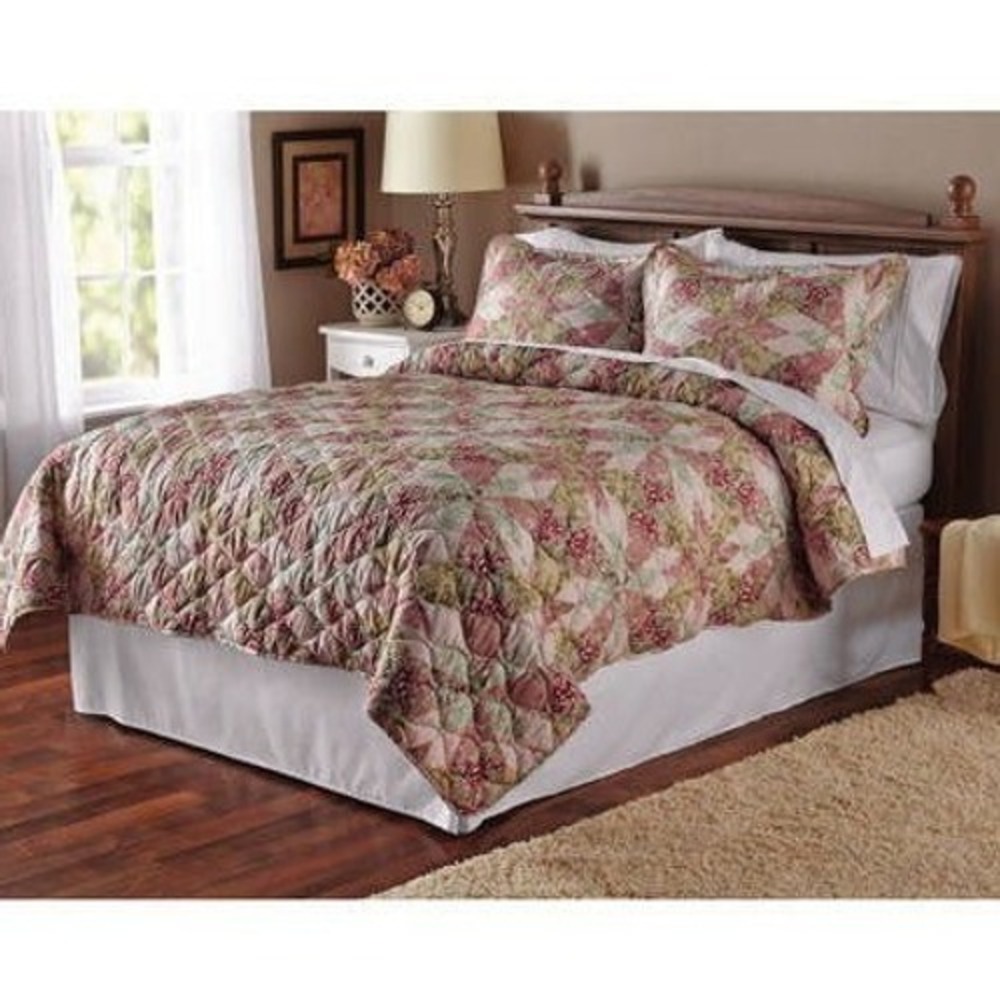 Mainstays Full/Queen Antique Garden Quilt Patchwork Floral Cottagecore Farmhouse